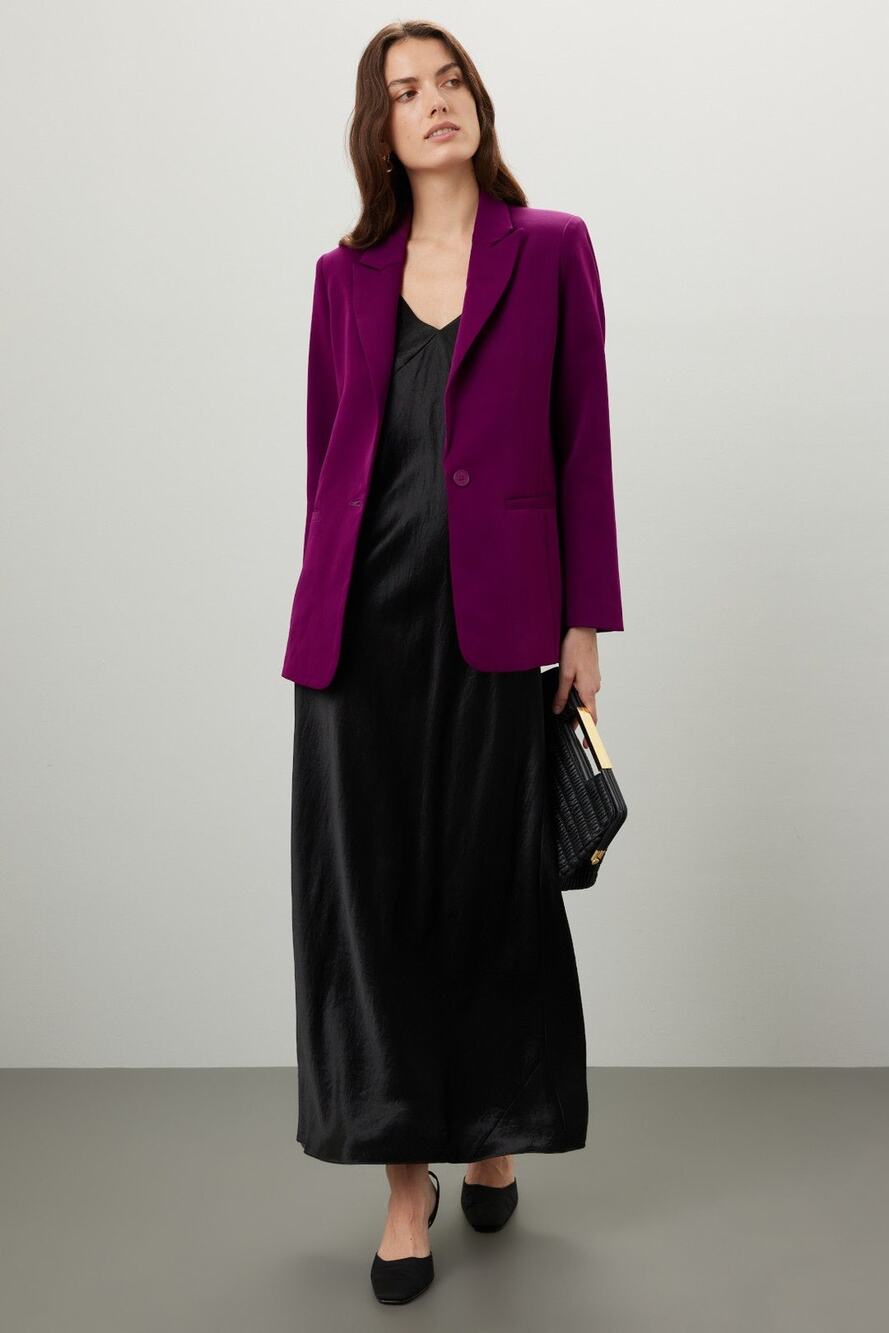 Endless Rose Purple Single Breasted Peak Lapel Business Office Blazer Jacket M